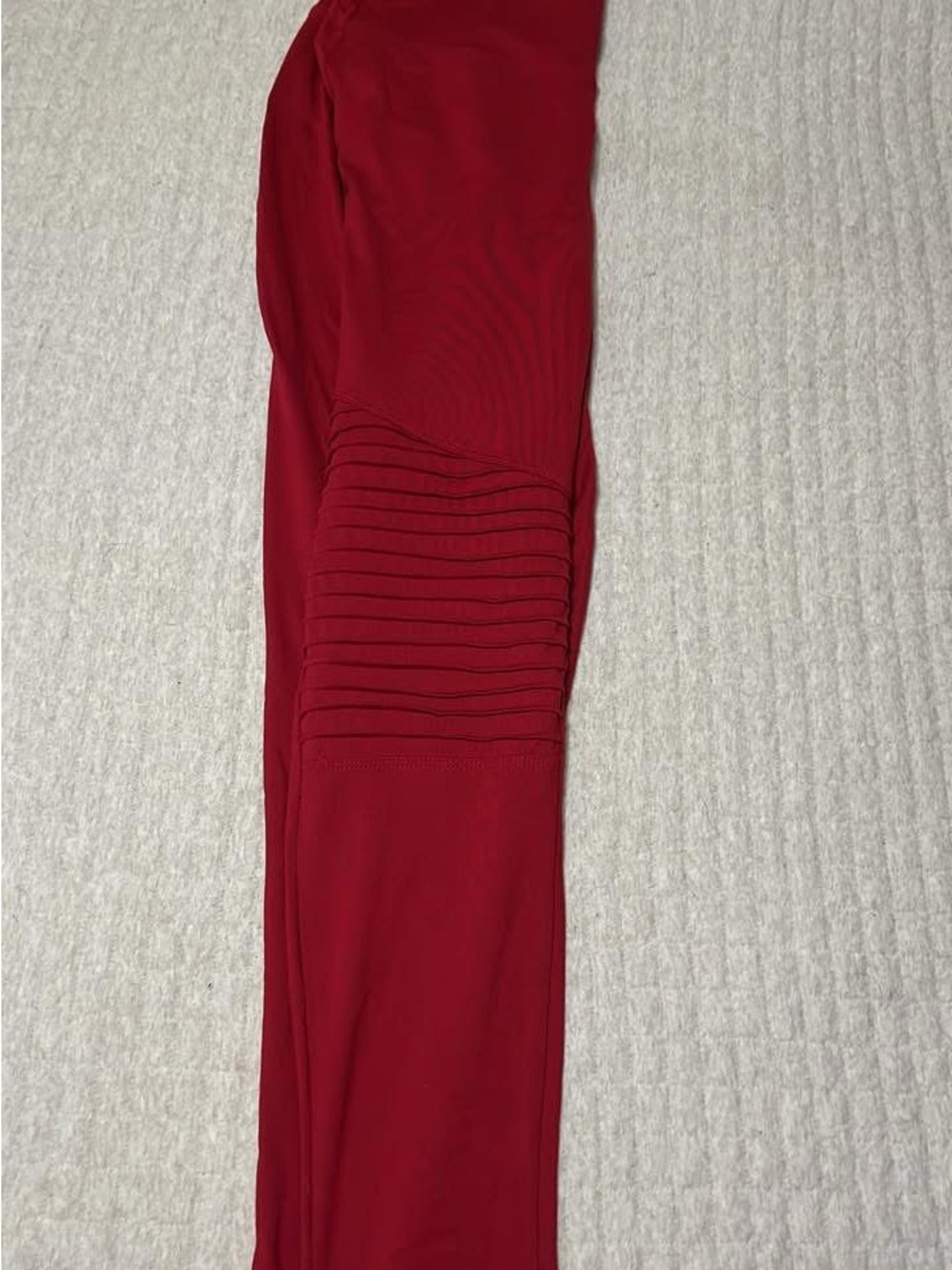 High-Rise Red Ribbed Moto Leggings